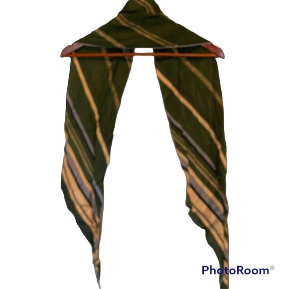 Anne Klein Green Gold Strip Women's Scarf 10"x68" Shear Thin Wrap Scarf - Picture 10 of 12